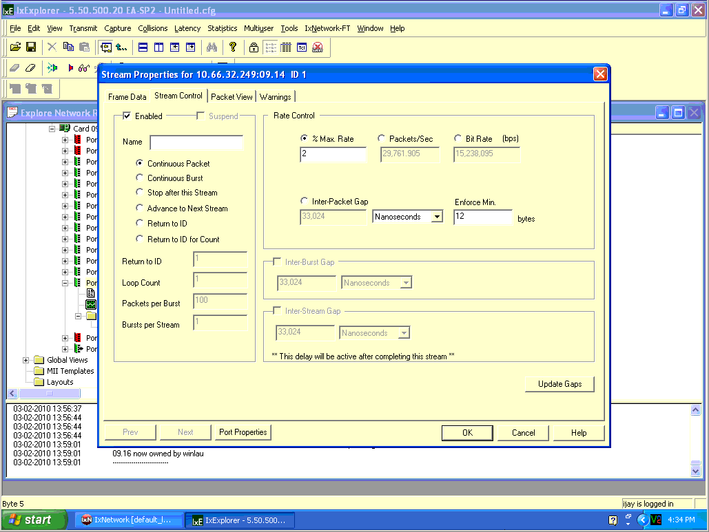 IXIA-05 - edit stream control